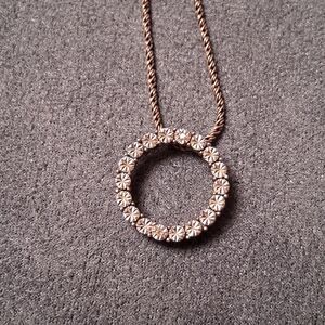 Vintage Sterling Crystal Necklace Circle Pendant 925